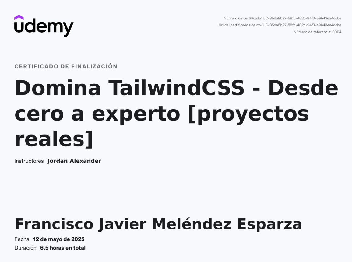 Certificado Domina TailwindCSS